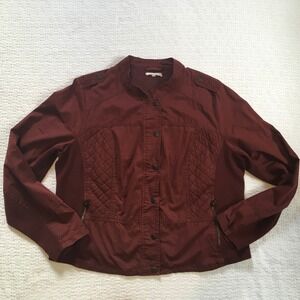 Maurices Jacket‎ Button Down Quilted Pockets Maroon Casual Collared